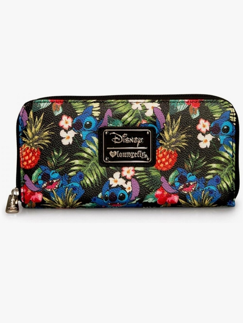 New Disney x Loungefly Black Tropical Stitch Zip-Around Wallet